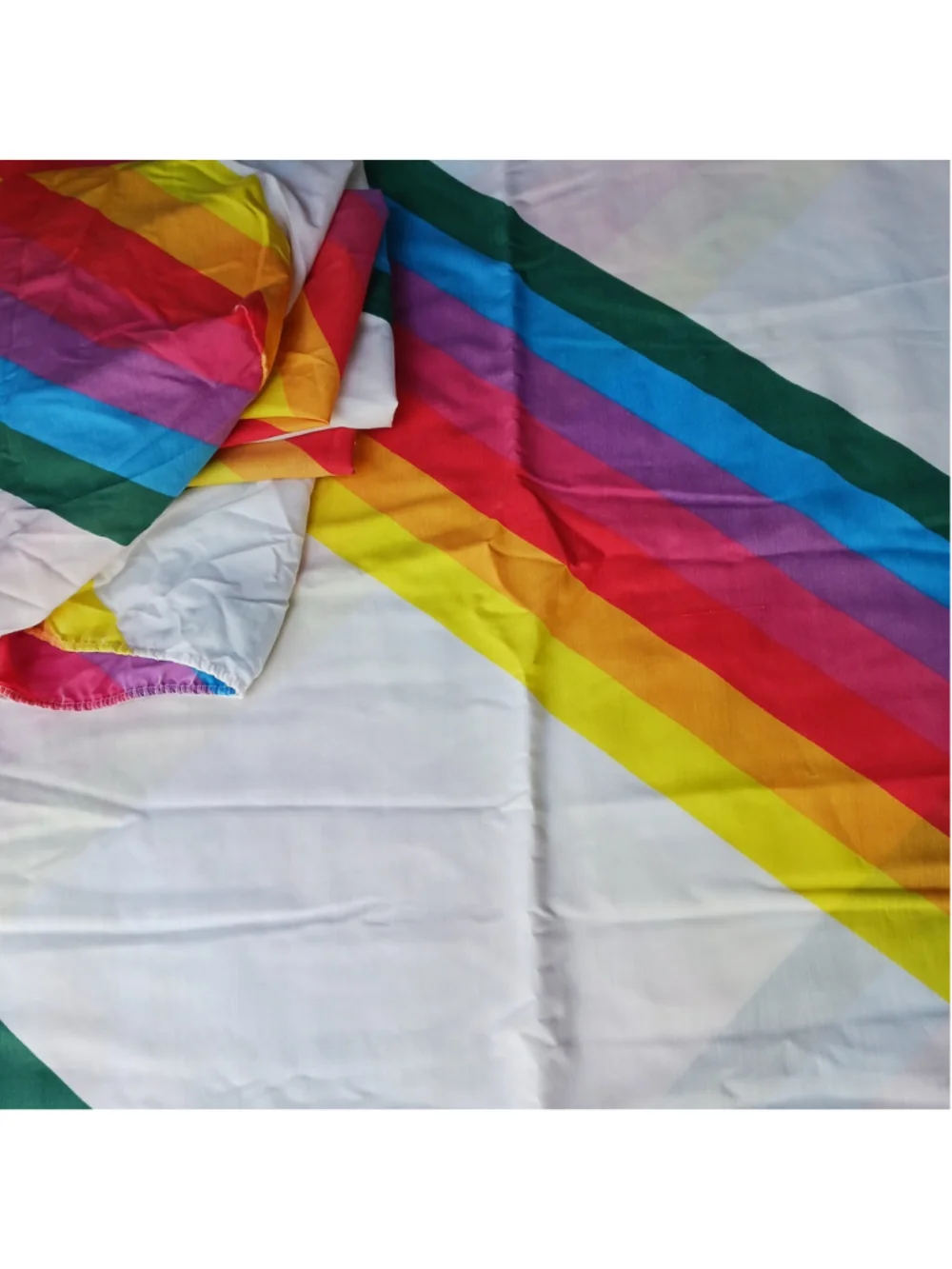 VTG 1970s Rainbow Twin Sheet Set Stranger Things MOD Bold Colors Retro